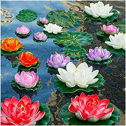 11in & 6in Artificial Flowers Floating Foam Lotus Flower with Fake Lily Pads